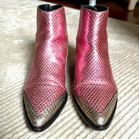 Zadig & Voltaire metallic pink ankle boots size 8 - Picture 2 of 3